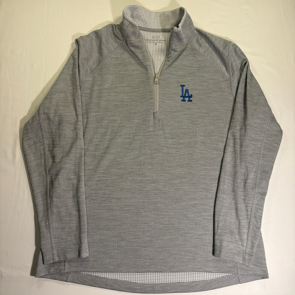 Vineyard Vines Los Angeles Dodgers Mens Medium Gray Quarter Zip Pullover LA MLB